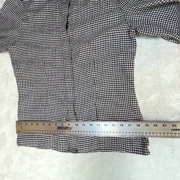 Vintage Nordstrom Individualist Sportswear Houndstooth Linen Shirt Size 10 Black - Picture 8 of 8
